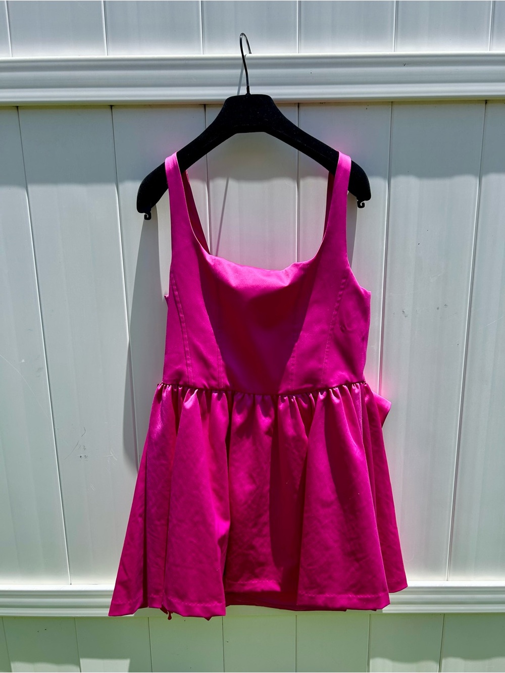 LOVESHACKFANCY BAYER HOT PINK CORSET STYLE MINI DRESS BOWS SZ 10 NWT - Picture 6 of 16